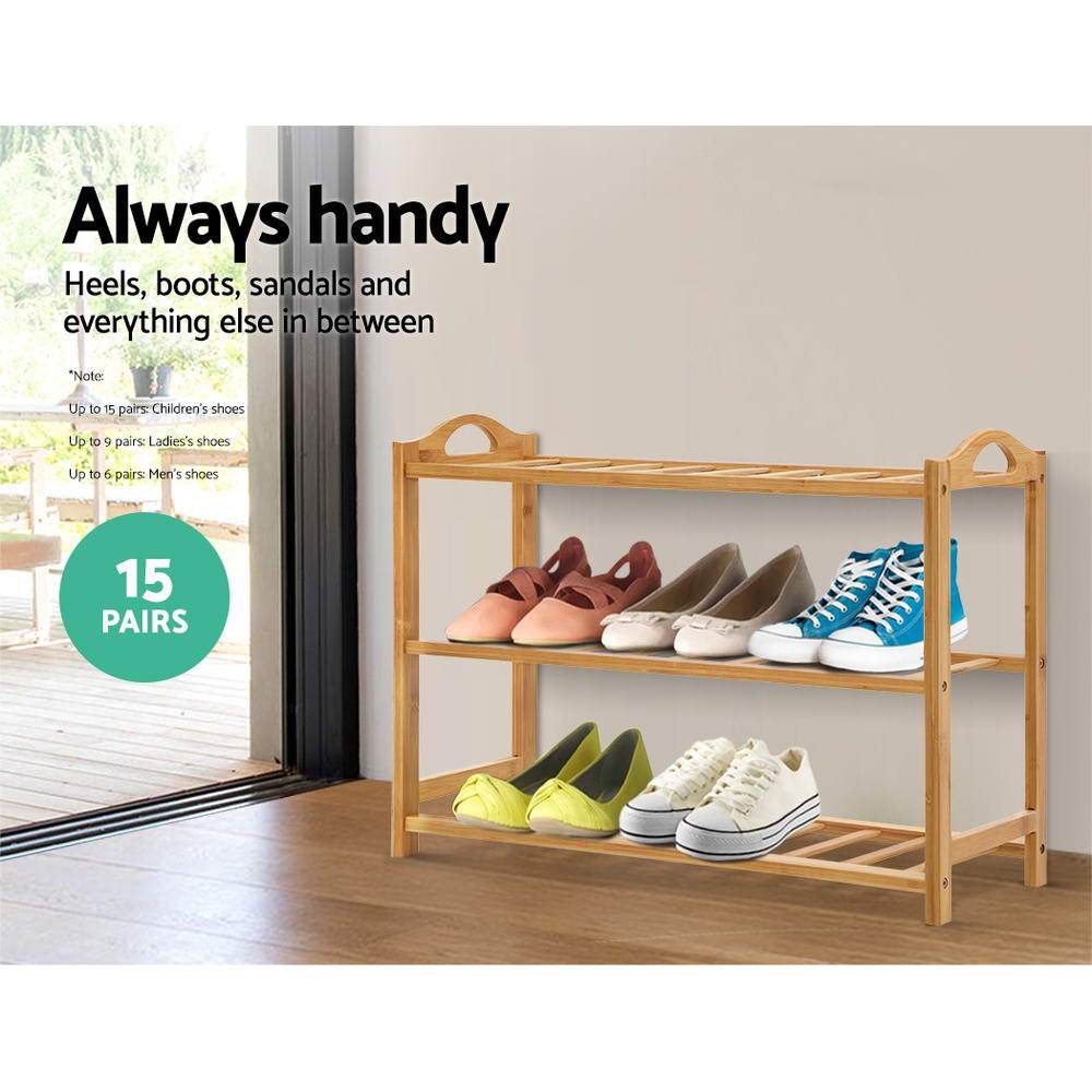 3 Tier Bamboo Shoe Rack Organiser - Rivercity House & Home Co. (ABN 18 642 972 209) - Affordable Modern Furniture Australia