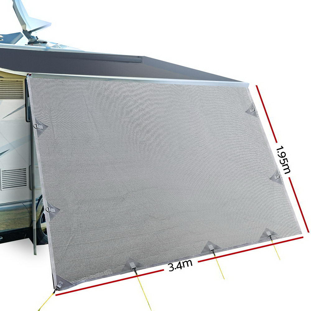 3.4M Caravan Privacy Screens 1.95m Roll Out Awning End Wall Side Sun Shade - Outdoor > Camping - Rivercity House & Home Co. (ABN 18 642 972 209) - Affordable Modern Furniture Australia
