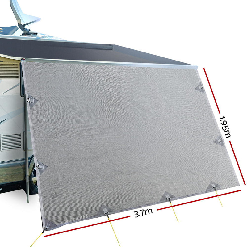 3.7M Caravan Privacy Screens 1.95m Roll Out Awning End Wall Side Sun Shade - Outdoor > Camping - Rivercity House & Home Co. (ABN 18 642 972 209) - Affordable Modern Furniture Australia