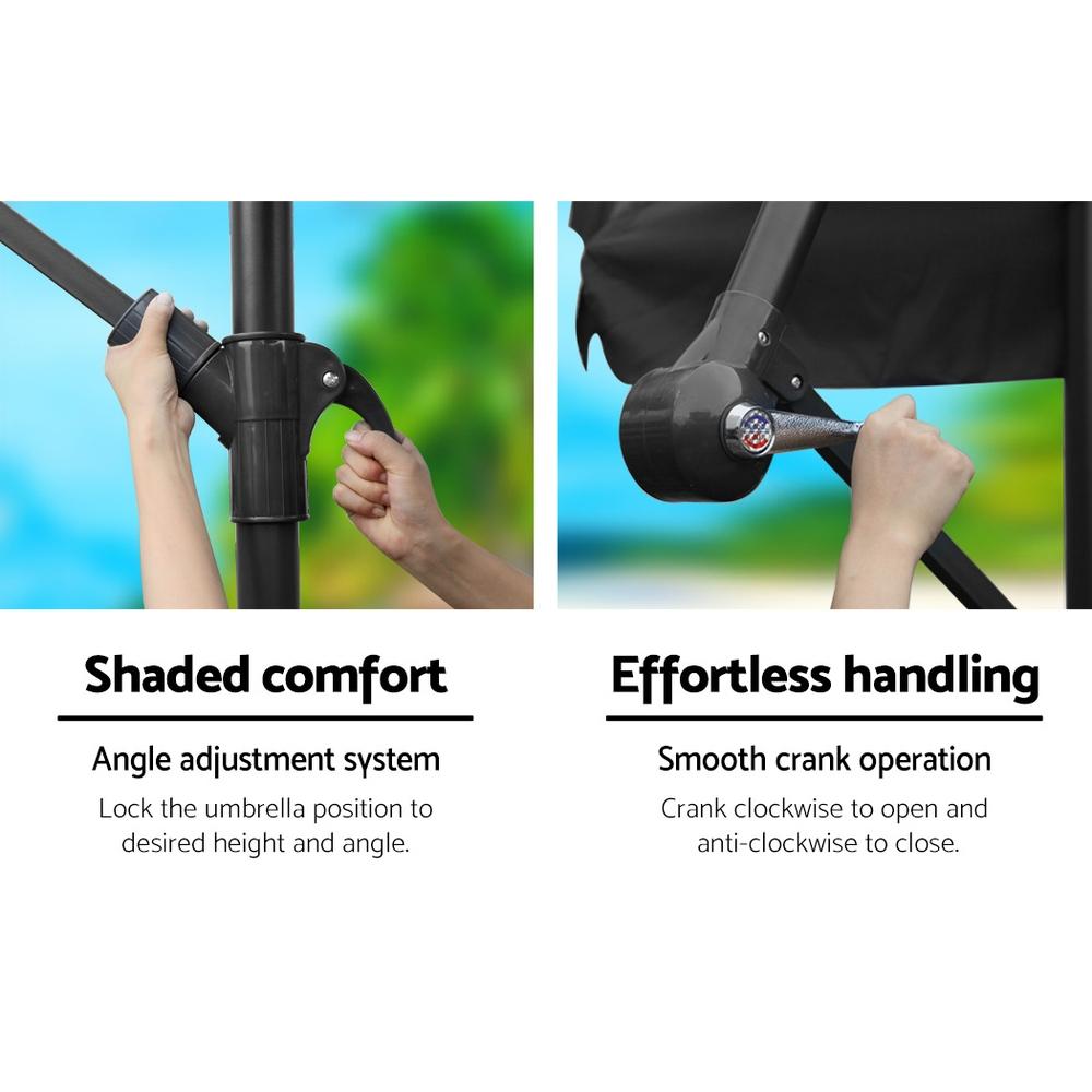 3M Umbrella with 50x50cm Base (Black) - Rivercity House & Home Co. (ABN 18 642 972 209) - Affordable Modern Furniture Australia