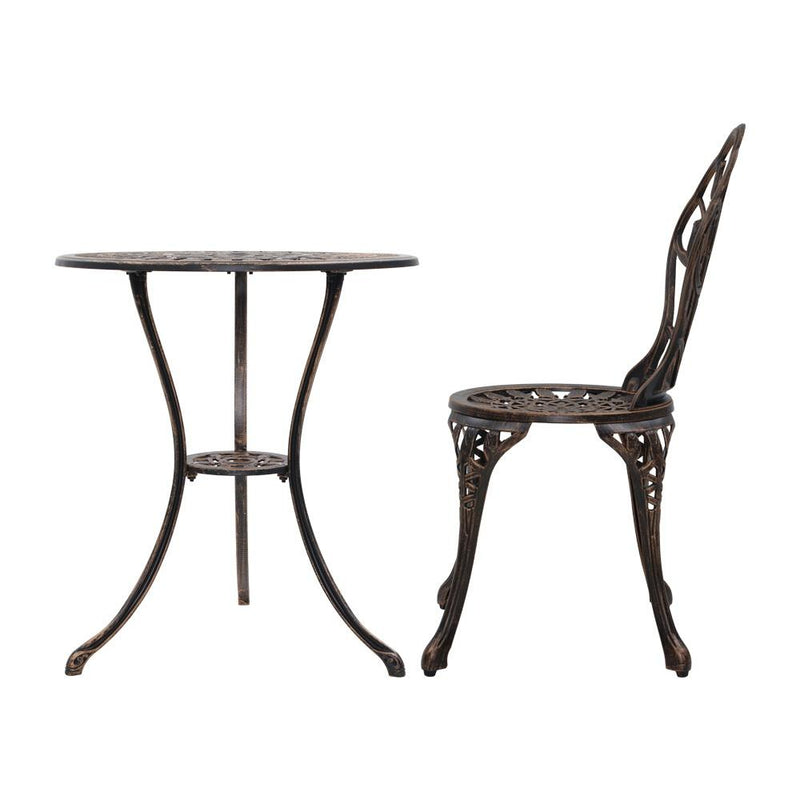 3PC Outdoor Setting Cast Aluminium Bistro Table Chair Patio Bronze - Rivercity House & Home Co. (ABN 18 642 972 209) - Affordable Modern Furniture Australia