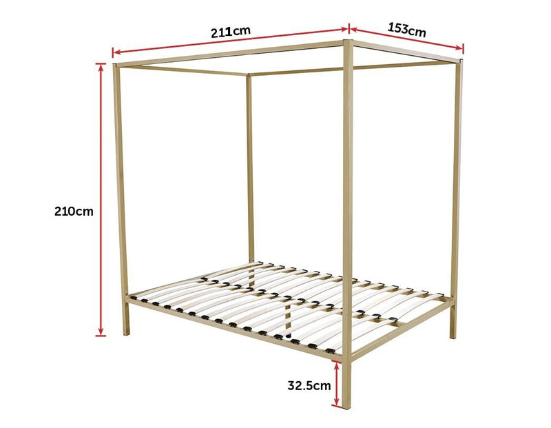 4 Poster Queen Bed Frame Gold - Rivercity House & Home Co. (ABN 18 642 972 209) - Affordable Modern Furniture Australia