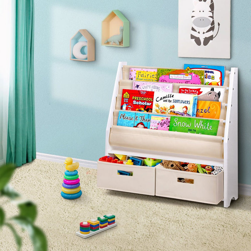 4 tier Kids Bookshelf Wooden Bookcase Children Toy Organiser Display Rack - Baby & Kids > Kid's Furniture - Rivercity House & Home Co. (ABN 18 642 972 209) - Affordable Modern Furniture Australia