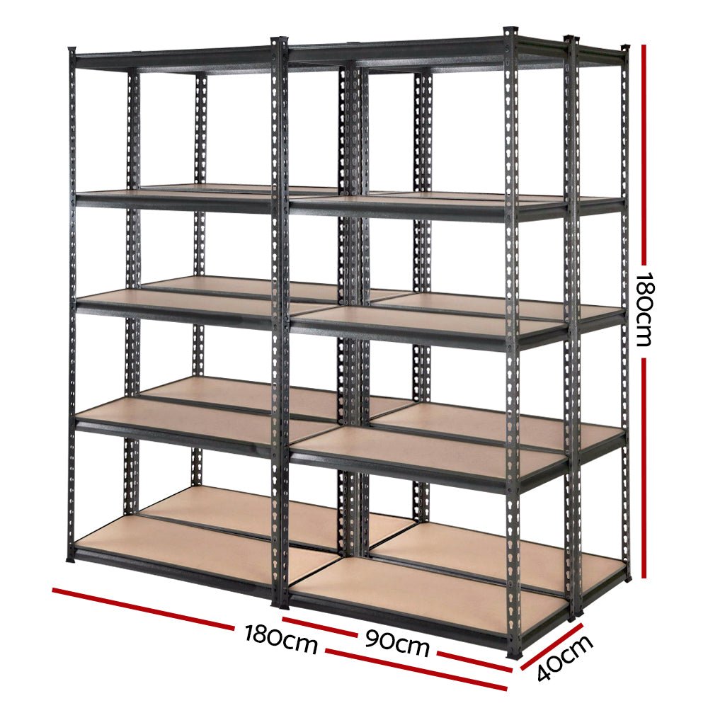 4 x 1.8M Garage Shelving Warehouse Racking Charcoal - Rivercity House & Home Co. (ABN 18 642 972 209) - Affordable Modern Furniture Australia