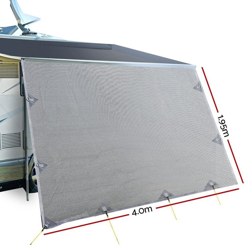 4.0M Caravan Privacy Screens 1.95m Roll Out Awning End Wall Side Sun Shade - Outdoor > Camping - Rivercity House & Home Co. (ABN 18 642 972 209) - Affordable Modern Furniture Australia