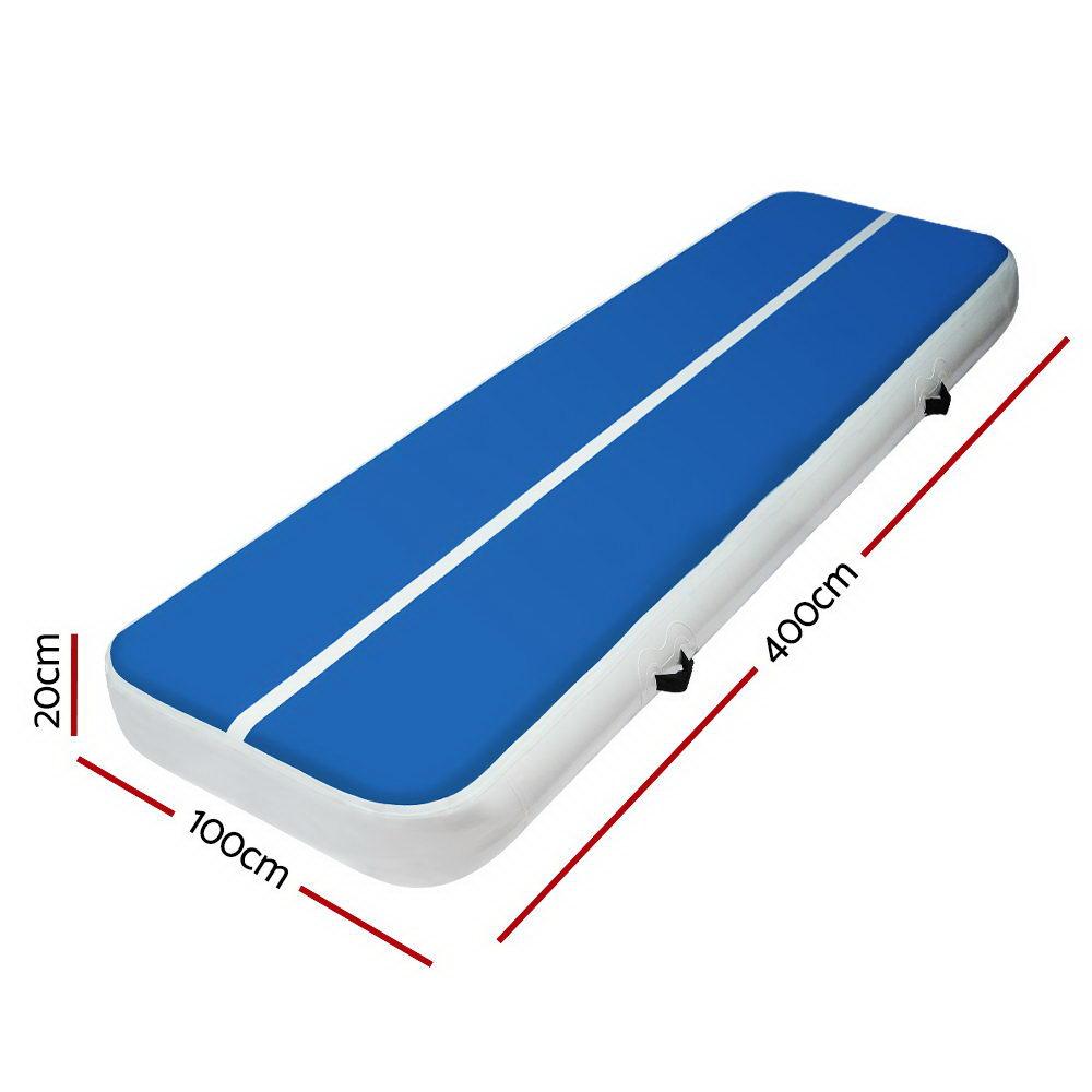 4m x 1m Inflatable Air Track Mat 20cm Thick Gymnastic Tumbling Blue And White - Rivercity House & Home Co. (ABN 18 642 972 209) - Affordable Modern Furniture Australia