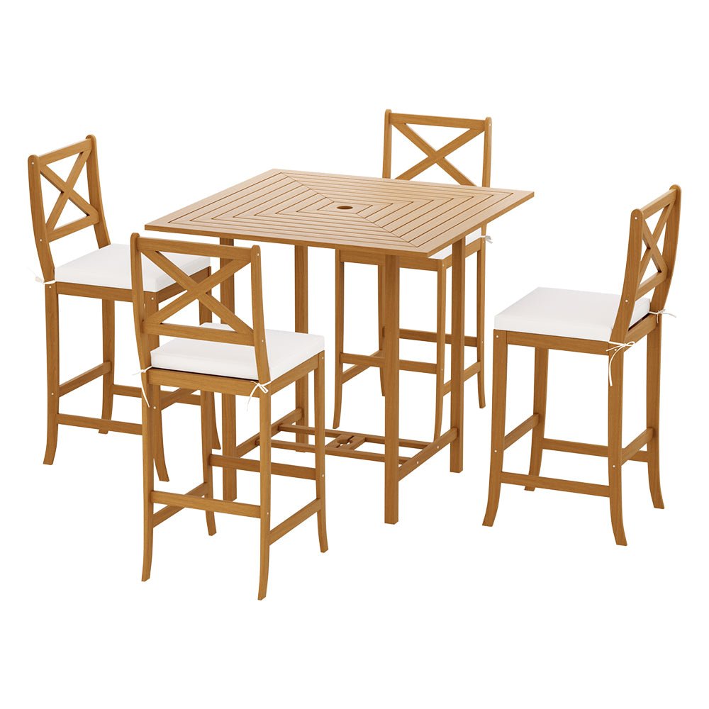 5 Piece Acacia Wood Outdoor Bar Set - Furniture > Outdoor - Rivercity House & Home Co. (ABN 18 642 972 209) - Affordable Modern Furniture Australia