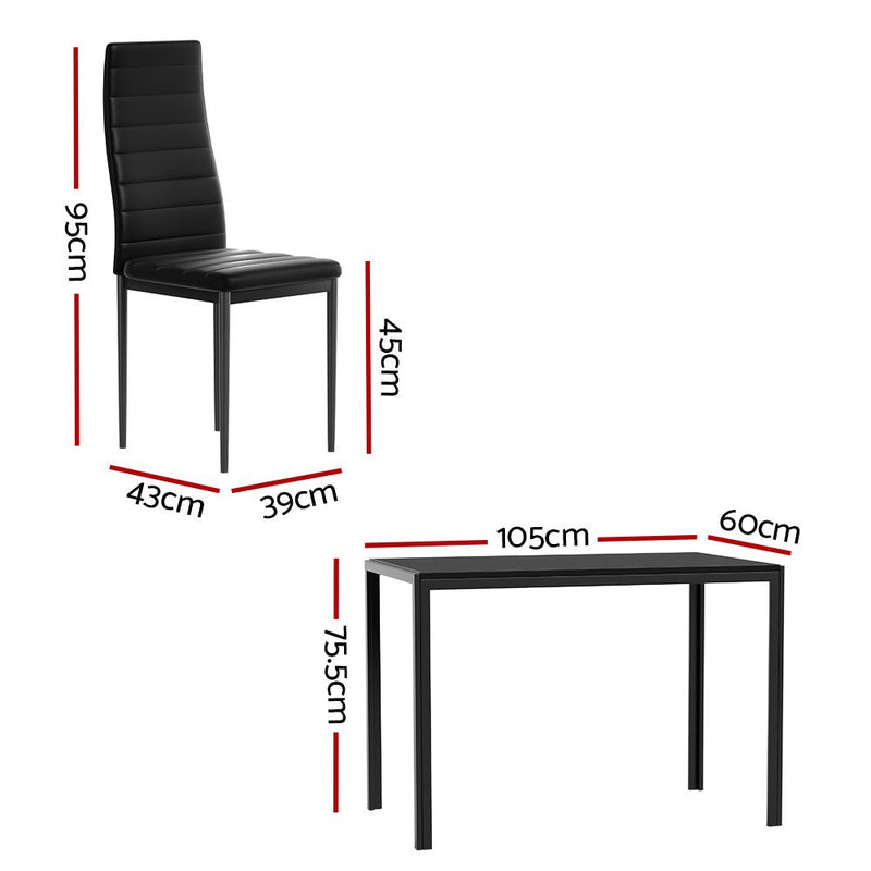 5 Piece Dining Set with Wooden Table Top - Black - Furniture > Dining - Rivercity House & Home Co. (ABN 18 642 972 209) - Affordable Modern Furniture Australia