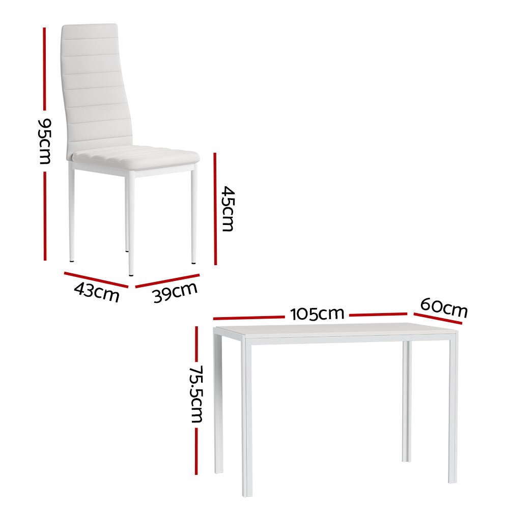 5 Piece Dining Set with Wooden Table Top - White - Furniture > Dining - Rivercity House & Home Co. (ABN 18 642 972 209) - Affordable Modern Furniture Australia