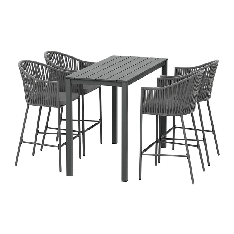 5 Piece Handwoven Rope Outdoor Bar Set - Charcoal - Furniture > Outdoor - Rivercity House & Home Co. (ABN 18 642 972 209) - Affordable Modern Furniture Australia