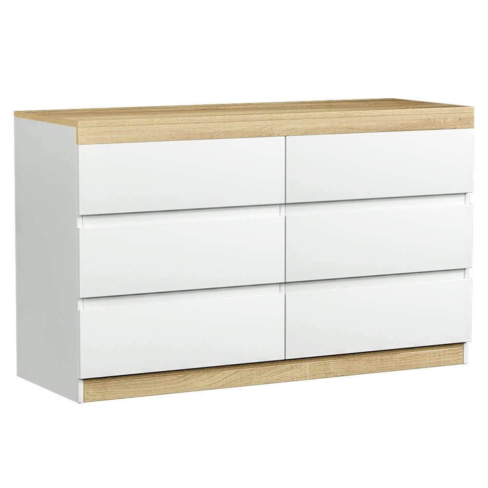 6 Chest of Drawers Cabinet Dresser Table Lowboy White - Furniture > Bedroom - Rivercity House & Home Co. (ABN 18 642 972 209) - Affordable Modern Furniture Australia