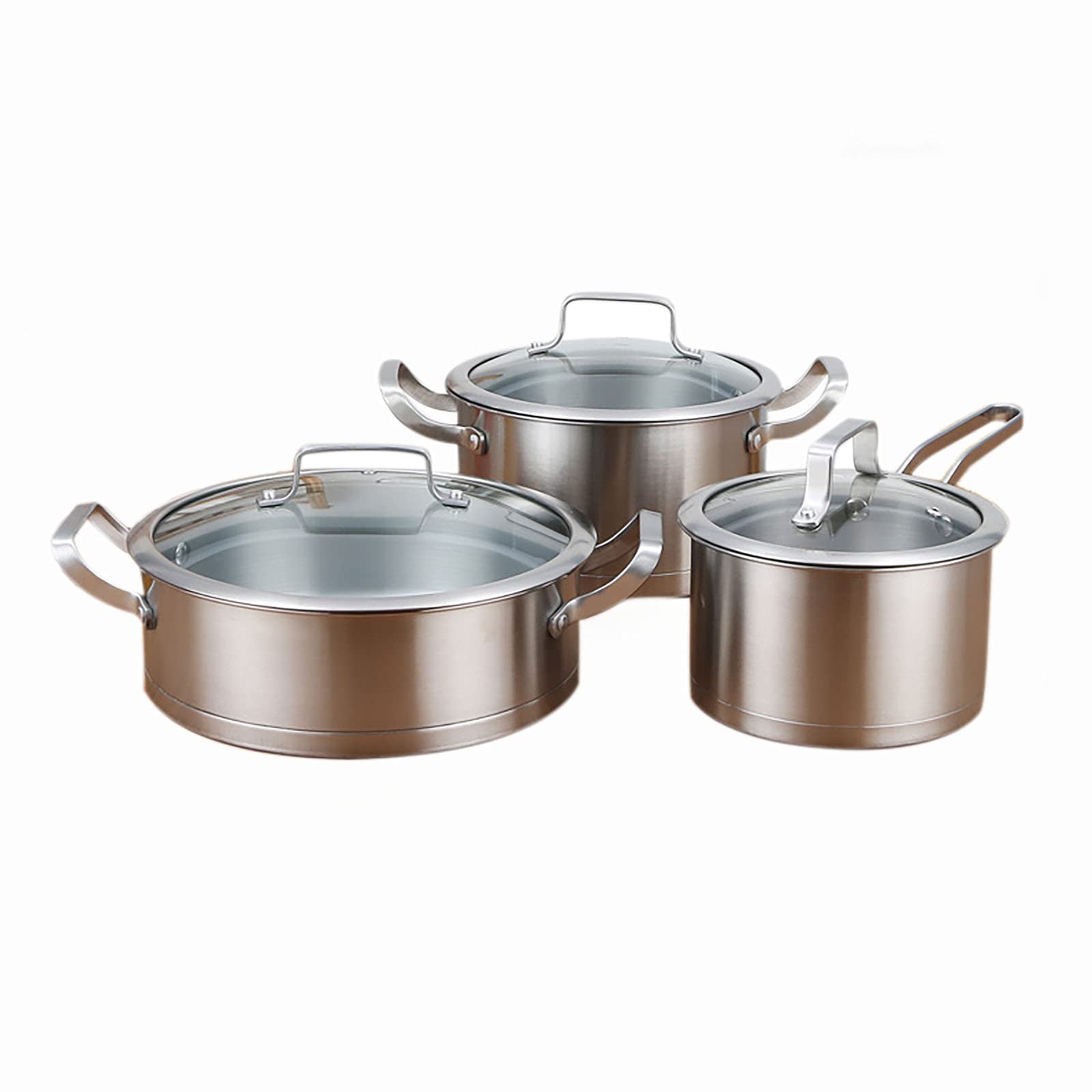 6 Pc Kitchen Sauce Pan Pots Set 430 Stainless Steel Cookware Set Milk stock Pot Pans Set - Home & Garden > Kitchenware - Rivercity House & Home Co. (ABN 18 642 972 209) - Affordable Modern Furniture Australia