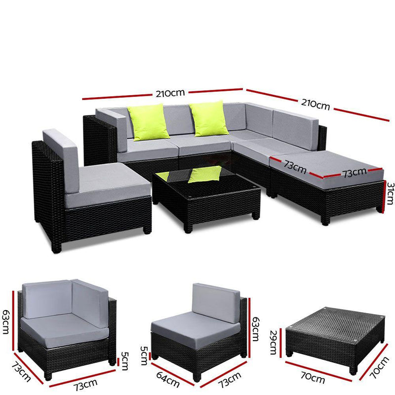 Bondi 6 Seat Corner Wicker Outdoor Lounge Set With Bonus Beige Cushion Covers - Brand - Rivercity House & Home Co. (ABN 18 642 972 209) - Affordable Modern Furniture Australia