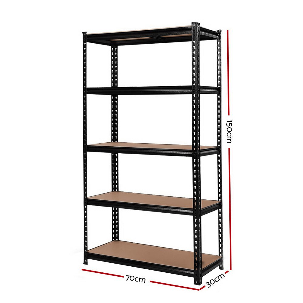 6 x 1.8M Garage Shelving Warehouse Racking Black - Rivercity House & Home Co. (ABN 18 642 972 209) - Affordable Modern Furniture Australia