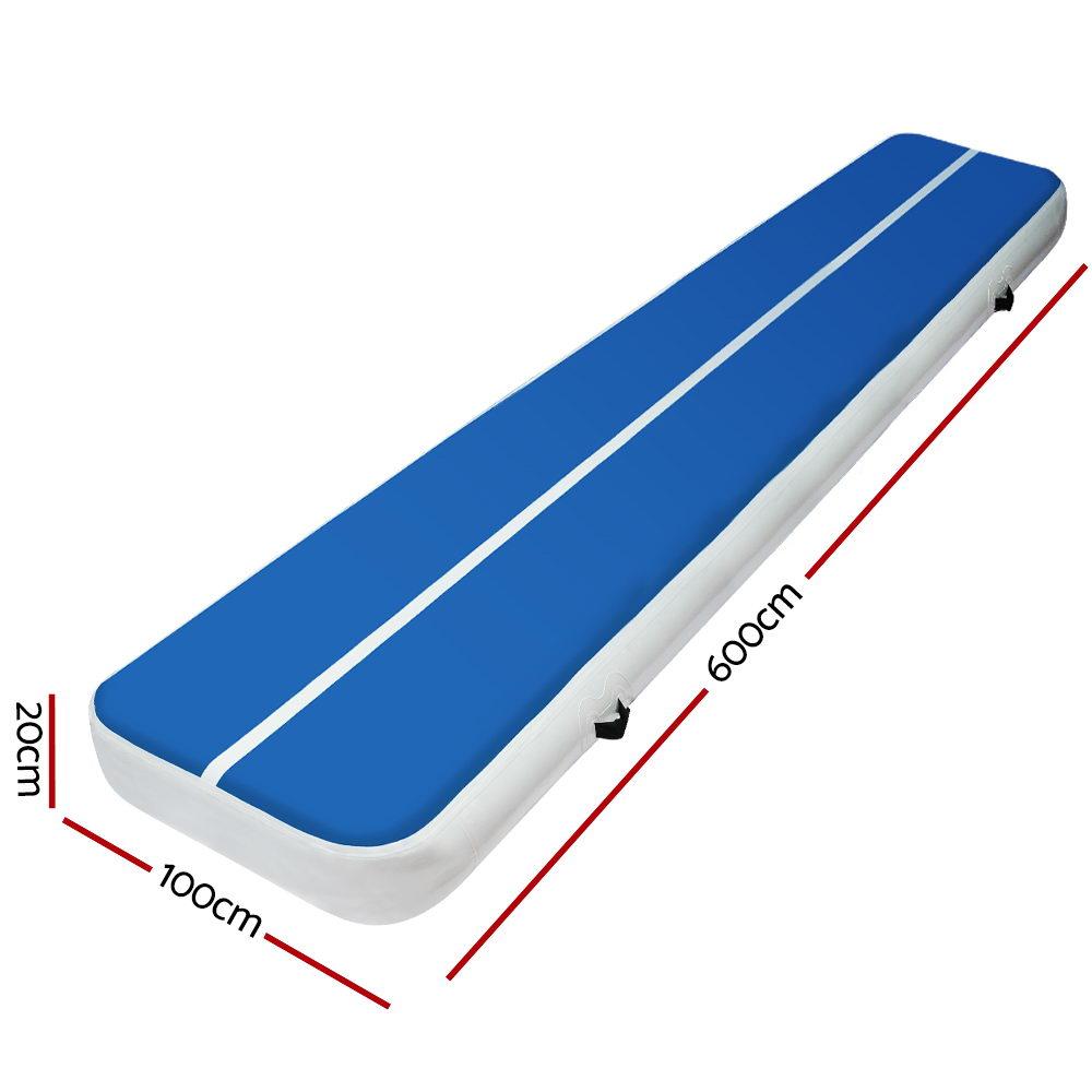 6m x 1m Inflatable Air Track Mat 20cm Thick Gymnastic Tumbling Blue And White - Rivercity House & Home Co. (ABN 18 642 972 209) - Affordable Modern Furniture Australia