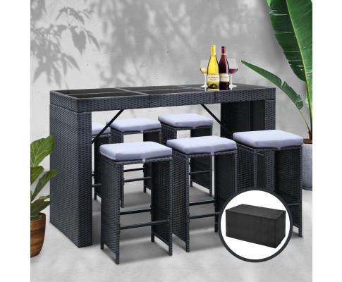 7 Piece Outdoor Bar Style Table Set - Rivercity House & Home Co. (ABN 18 642 972 209) - Affordable Modern Furniture Australia