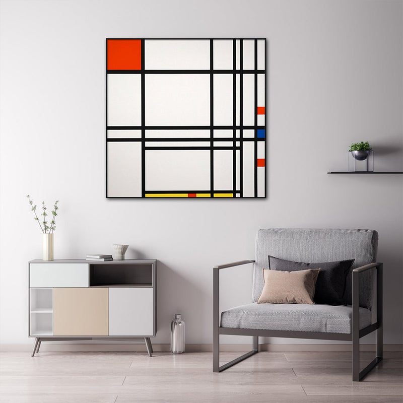 70cmx70cm Abstract Art By Piet Mondrian Black Frame Canvas Wall Art - Home & Garden > Wall Art - Rivercity House & Home Co. (ABN 18 642 972 209) - Affordable Modern Furniture Australia