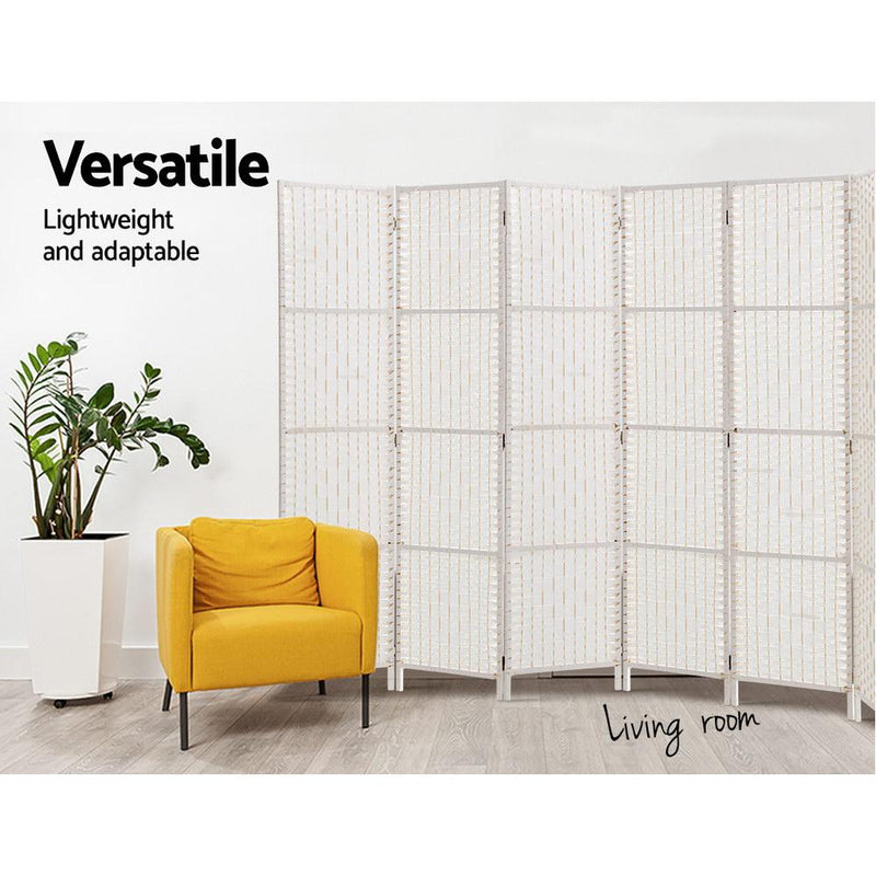 8 Panels Room Divider Screen Privacy Rattan Timber Fold Woven Stand White - Rivercity House & Home Co. (ABN 18 642 972 209) - Affordable Modern Furniture Australia