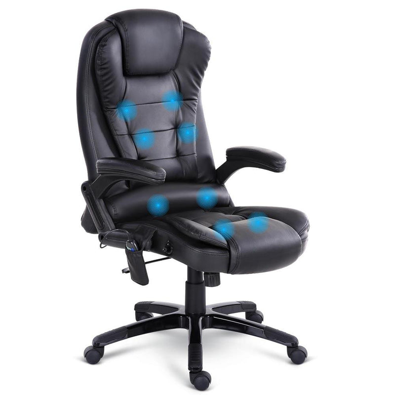 8 Point PU Leather Reclining Massage Chair (Black) - Rivercity House & Home Co. (ABN 18 642 972 209) - Affordable Modern Furniture Australia