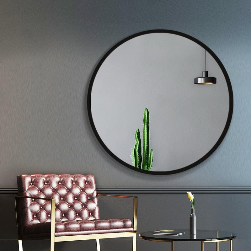 90CM Wall Mirror Bathroom Makeup Mirror Round Frameless Polished - Rivercity House & Home Co. (ABN 18 642 972 209) - Affordable Modern Furniture Australia