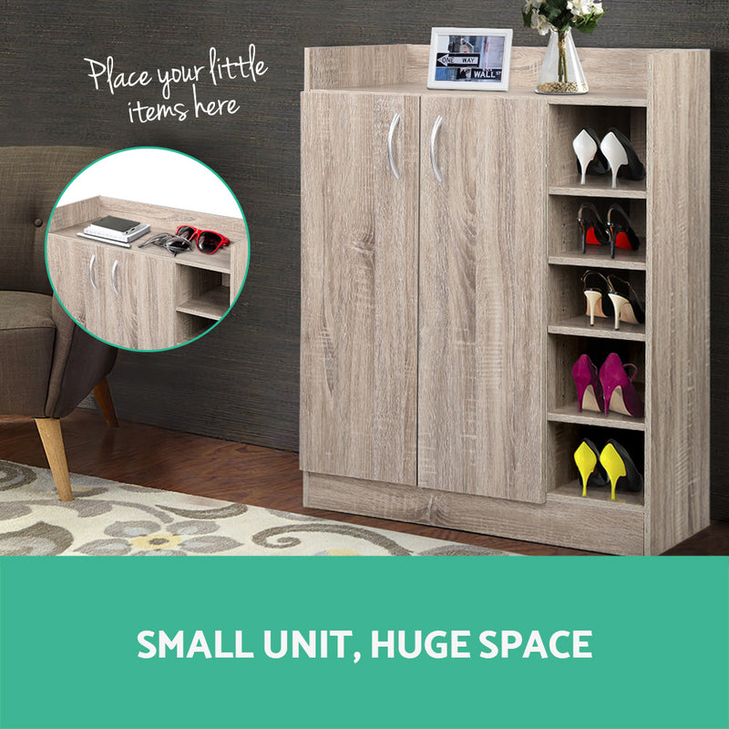 2 Doors Shoe Cabinet Storage Cupboard - Wood - Rivercity House & Home Co. (ABN 18 642 972 209) - Affordable Modern Furniture Australia