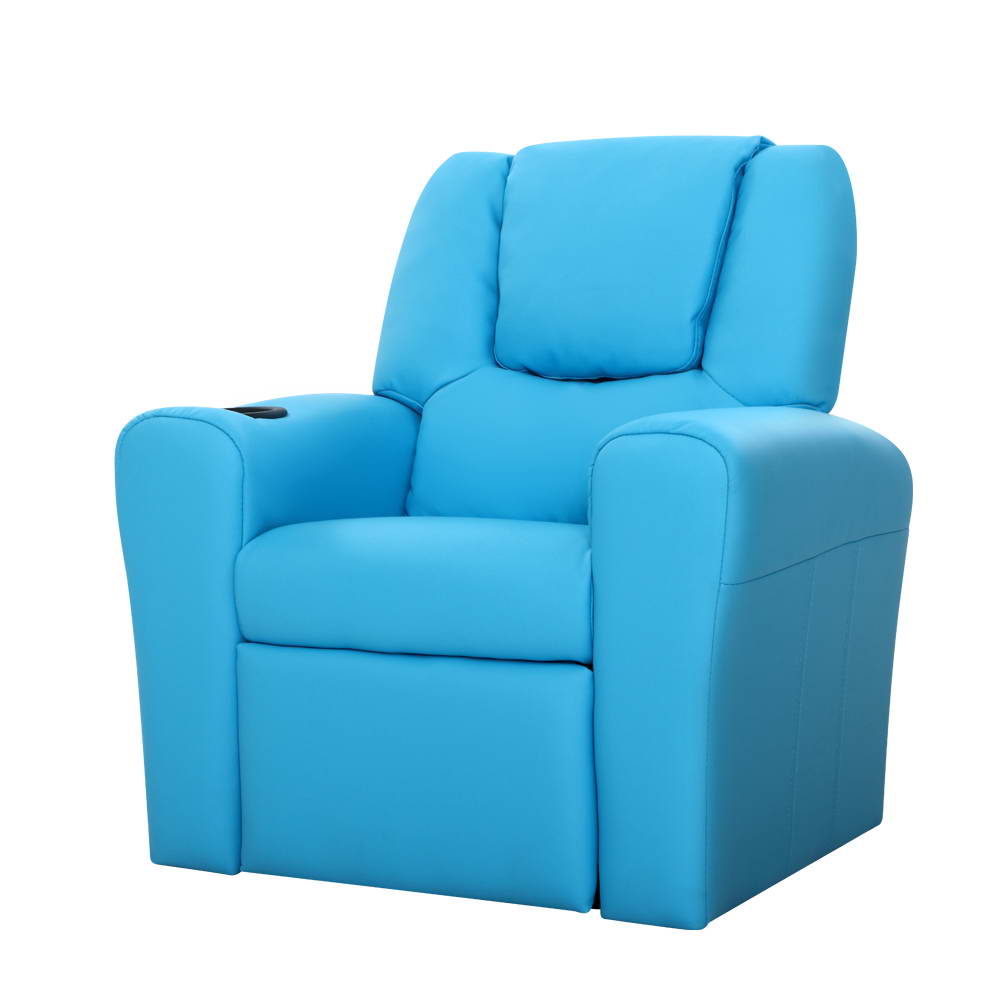 Kids Recliner Chair Blue PU Leather Sofa Lounge Couch Children Armchair - Baby & Kids > Kid's Furniture - Rivercity House & Home Co. (ABN 18 642 972 209) - Affordable Modern Furniture Australia