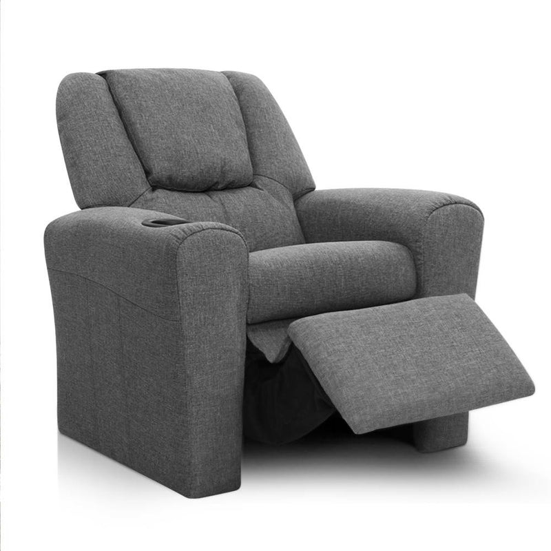 Kids Recliner Chair Grey Linen Soft Sofa Lounge Couch Children Armchair - Baby & Kids > Kid's Furniture - Rivercity House & Home Co. (ABN 18 642 972 209) - Affordable Modern Furniture Australia