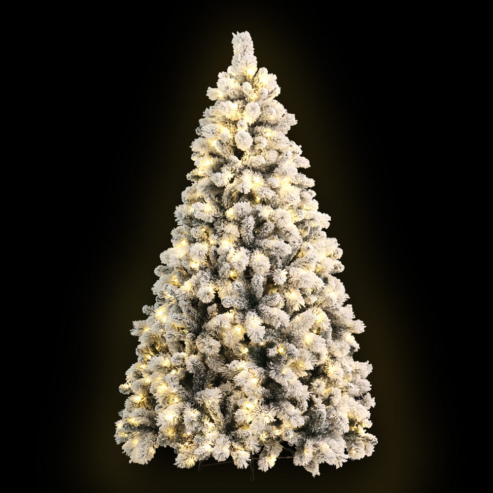 Snowy Christmas Tree 1.8M / 6FT With LED Lights - Warm White - Rivercity House & Home Co. (ABN 18 642 972 209) - Affordable Modern Furniture Australia