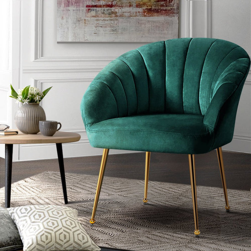 Accent Velvet Armchair Lounge Chair Green - Rivercity House & Home Co. (ABN 18 642 972 209) - Affordable Modern Furniture Australia