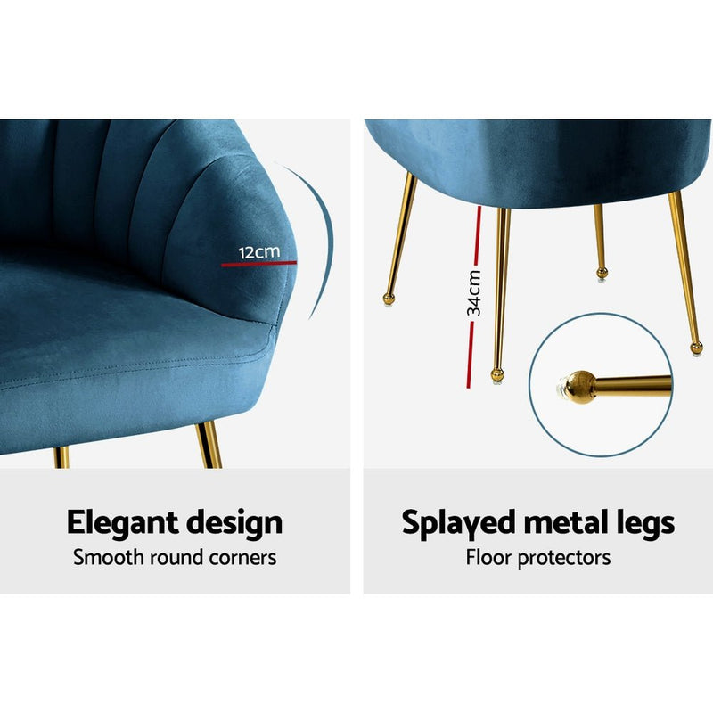 Accent Velvet Armchair Lounge Chair Navy - Rivercity House & Home Co. (ABN 18 642 972 209) - Affordable Modern Furniture Australia