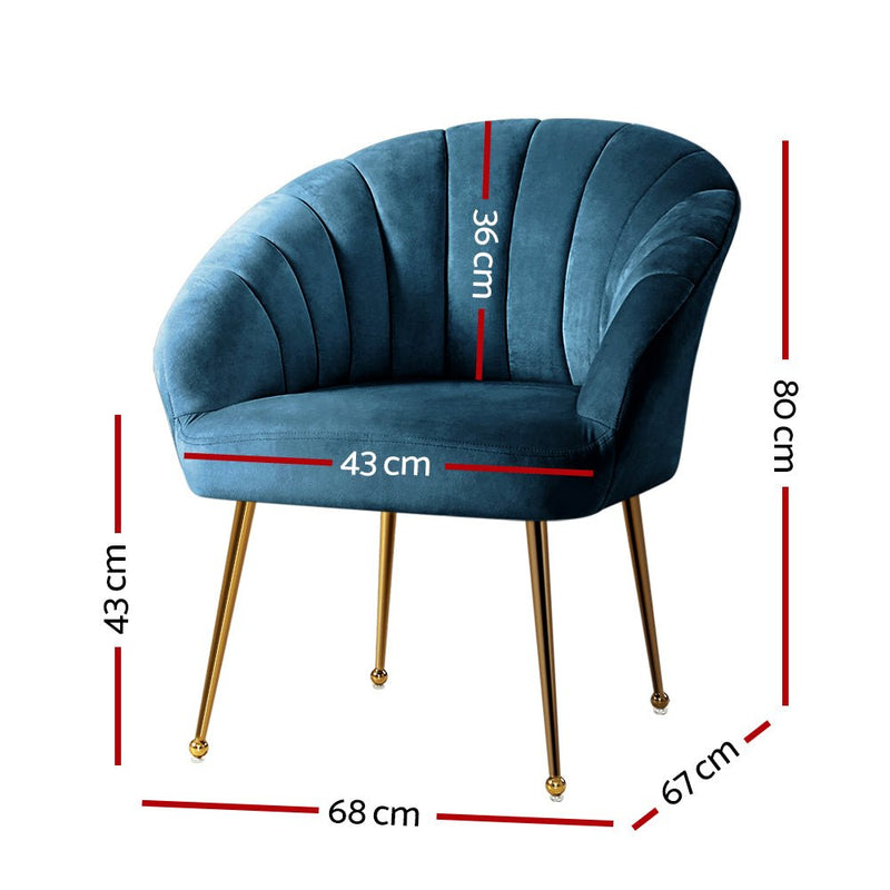 Accent Velvet Armchair Lounge Chair Navy - Rivercity House & Home Co. (ABN 18 642 972 209) - Affordable Modern Furniture Australia