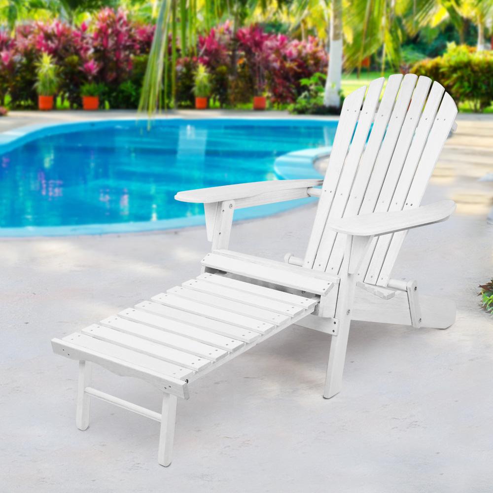 Adirondack Beach Chair with Ottoman - White - Rivercity House & Home Co. (ABN 18 642 972 209) - Affordable Modern Furniture Australia