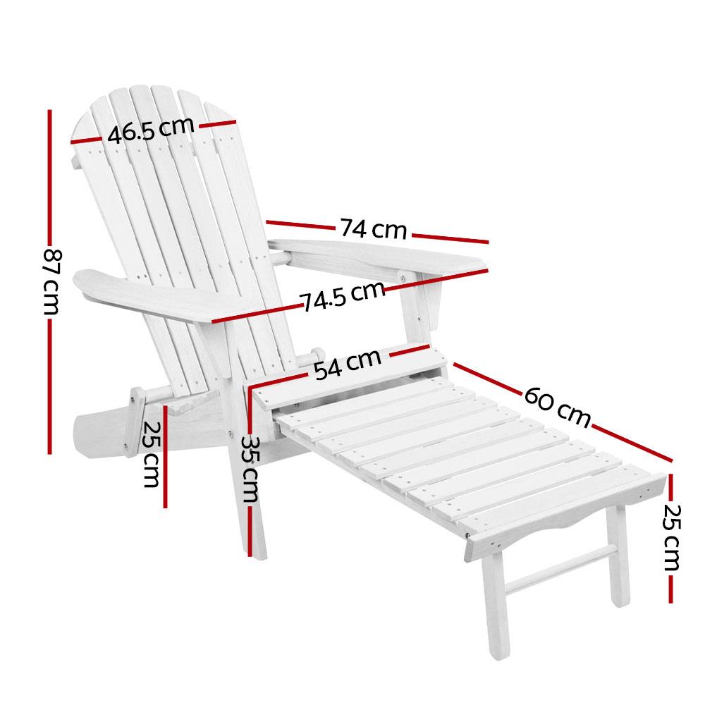 Adirondack Beach Chair with Ottoman - White - Rivercity House & Home Co. (ABN 18 642 972 209) - Affordable Modern Furniture Australia