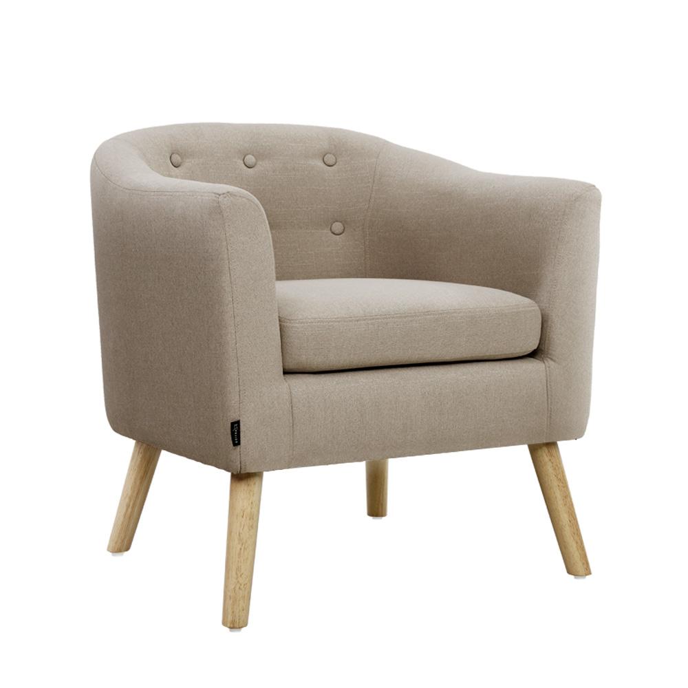 ADORA Armchair Tub Chair Single Accent Armchairs Sofa Lounge Fabric Beige - Rivercity House & Home Co. (ABN 18 642 972 209) - Affordable Modern Furniture Australia