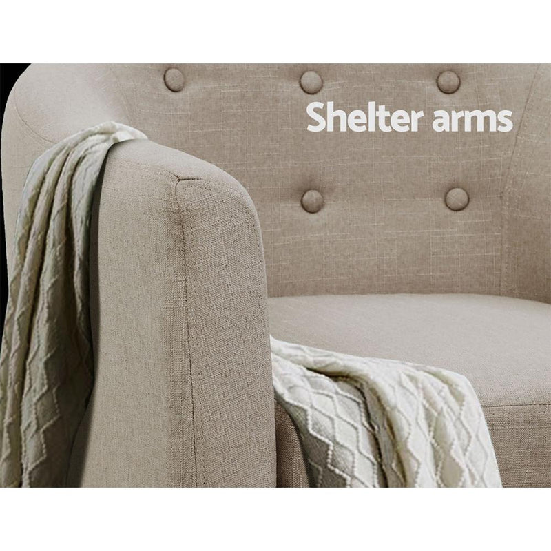 ADORA Armchair Tub Chair Single Accent Armchairs Sofa Lounge Fabric Beige - Rivercity House & Home Co. (ABN 18 642 972 209) - Affordable Modern Furniture Australia