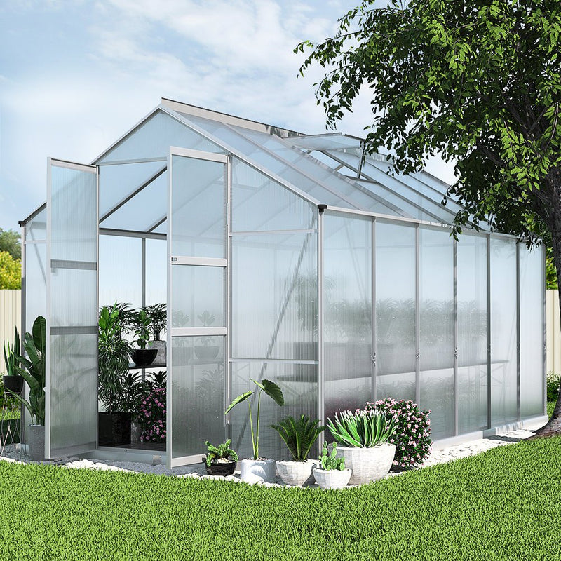 Aluminium Greenhouse Green House Garden Shed Polycarbonate 3.7x2.5M - Home & Garden > Green Houses - Rivercity House & Home Co. (ABN 18 642 972 209) - Affordable Modern Furniture Australia