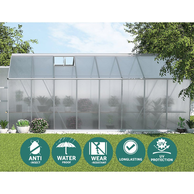 Aluminium Greenhouse Polycarbonate Green House Garden Shed 4.7x2.5M - Home & Garden > Green Houses - Rivercity House & Home Co. (ABN 18 642 972 209) - Affordable Modern Furniture Australia