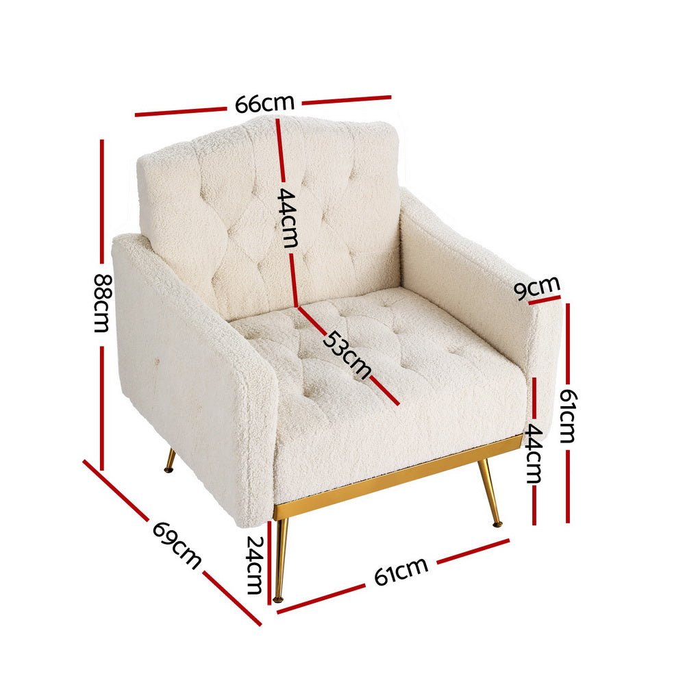 Armchair Boucle Beige Nicole - Furniture > Bar Stools & Chairs - Rivercity House & Home Co. (ABN 18 642 972 209) - Affordable Modern Furniture Australia