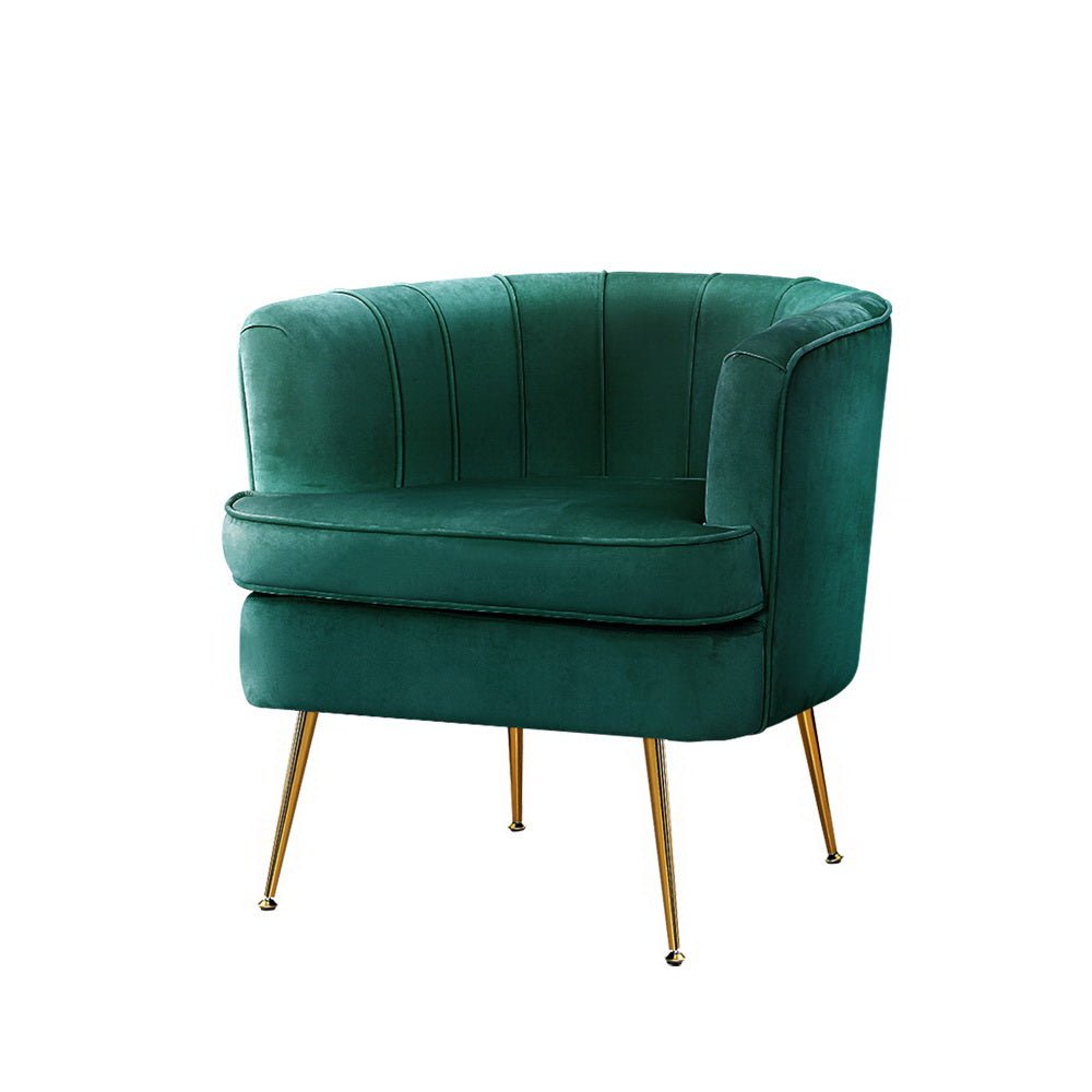 Armchair Lounge Accent Chair Velvet Green - Rivercity House & Home Co. (ABN 18 642 972 209) - Affordable Modern Furniture Australia