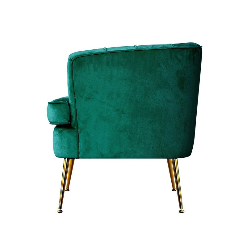 Armchair Lounge Accent Chair Velvet Green - Rivercity House & Home Co. (ABN 18 642 972 209) - Affordable Modern Furniture Australia