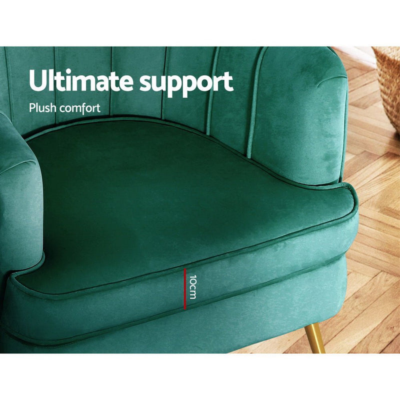 Armchair Lounge Accent Chair Velvet Green - Rivercity House & Home Co. (ABN 18 642 972 209) - Affordable Modern Furniture Australia