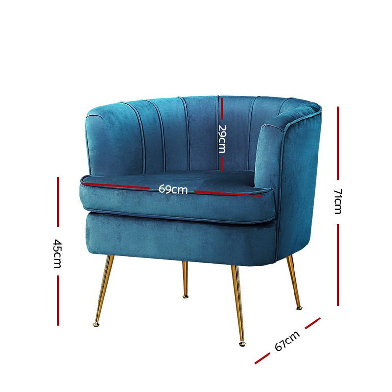 Armchair Lounge Accent Chair Velvet Navy - Rivercity House & Home Co. (ABN 18 642 972 209) - Affordable Modern Furniture Australia