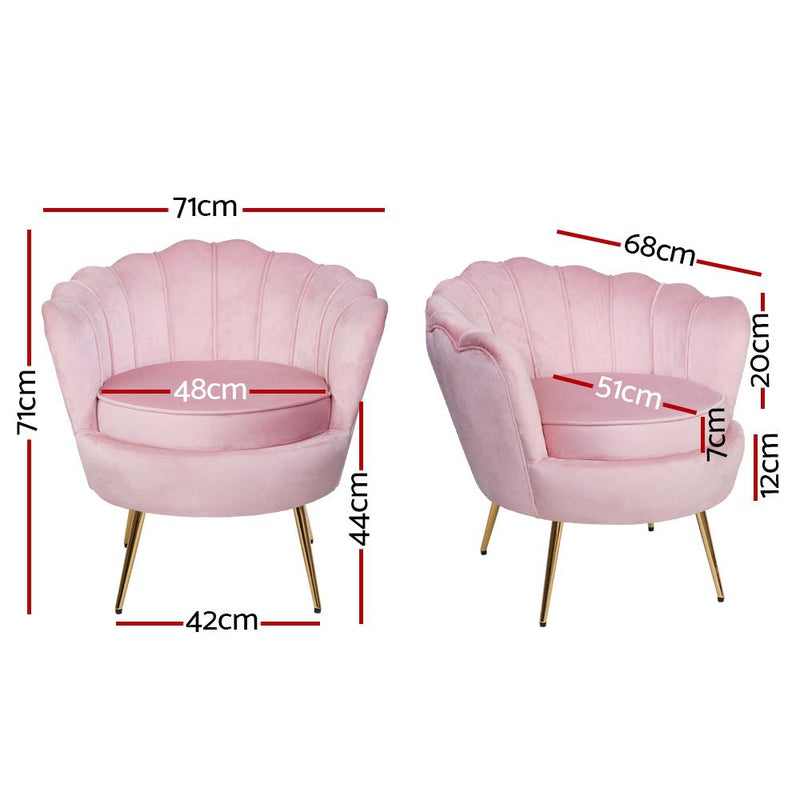Armchair Lounge Chair Accent Armchairs Retro Single Sofa Velvet Pink - Rivercity House & Home Co. (ABN 18 642 972 209) - Affordable Modern Furniture Australia