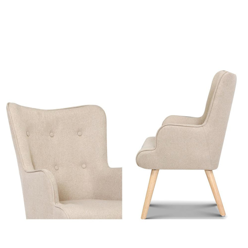 Armchair Lounge Chair Fabric Sofa Accent Chairs and Ottoman Beige - Rivercity House & Home Co. (ABN 18 642 972 209) - Affordable Modern Furniture Australia