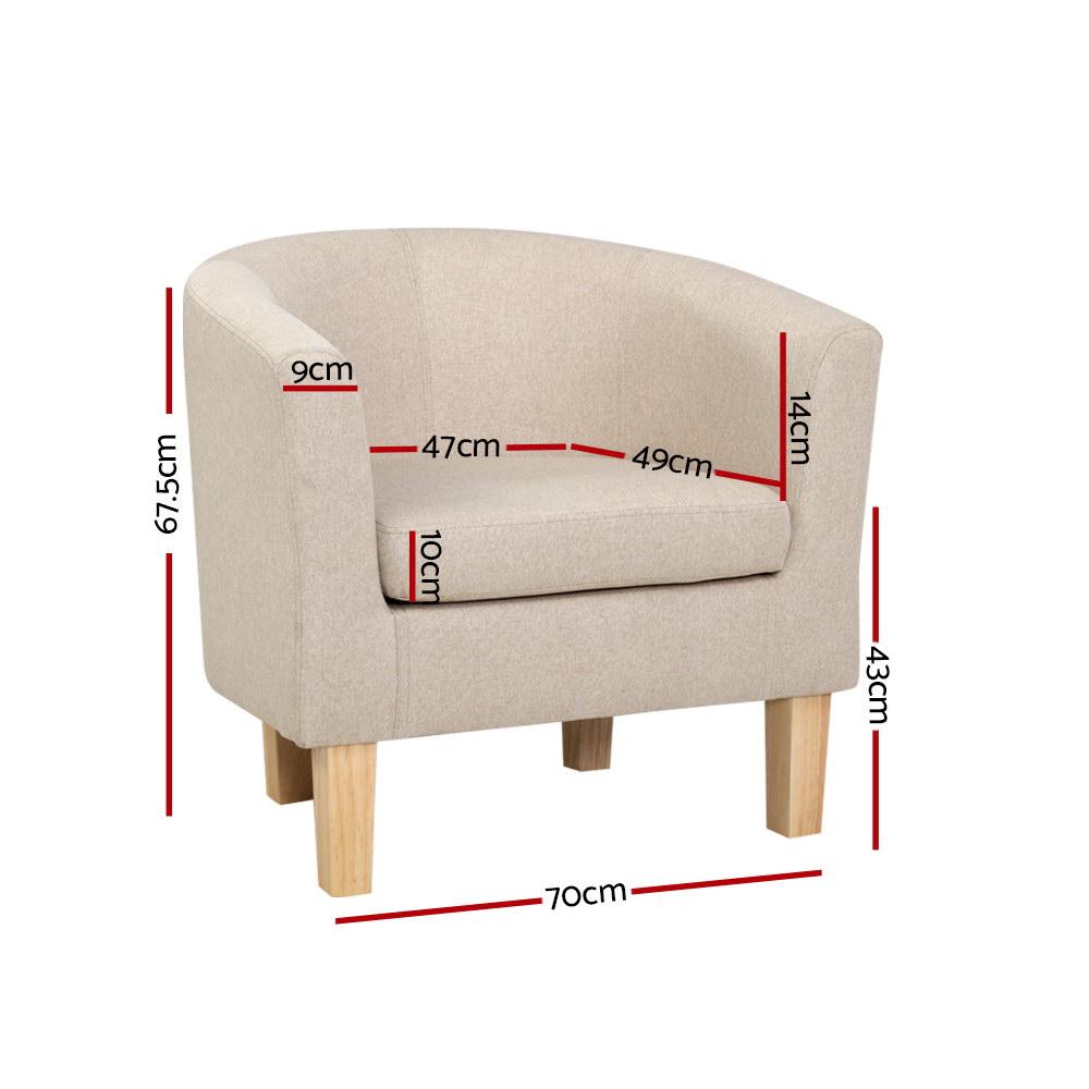 Armchair Lounge Chair Tub Accent Armchairs Fabric Sofa Chairs Beige - Rivercity House & Home Co. (ABN 18 642 972 209) - Affordable Modern Furniture Australia