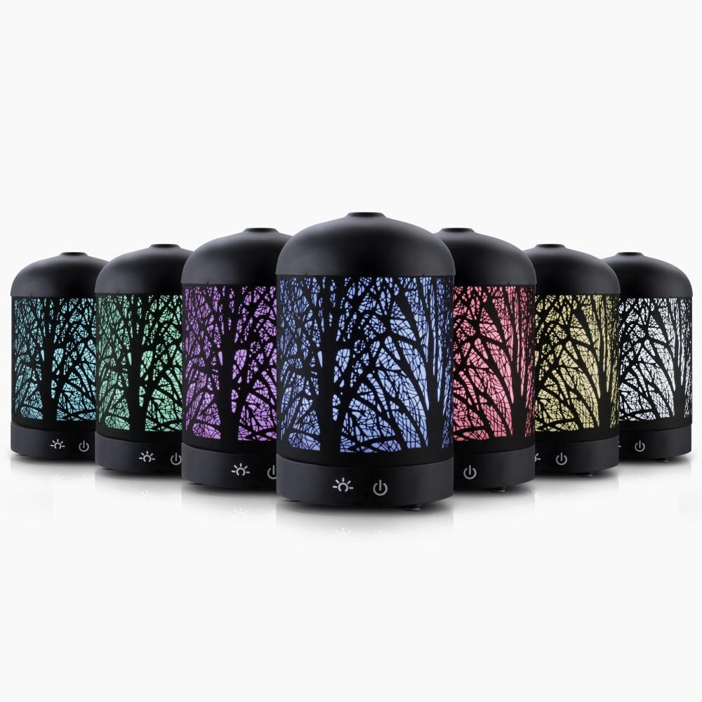 Aroma Diffuser Aromatherapy LED Night Light Iron Air Humidifier Black Forrest Pattern 160ml - Rivercity House & Home Co. (ABN 18 642 972 209) - Affordable Modern Furniture Australia