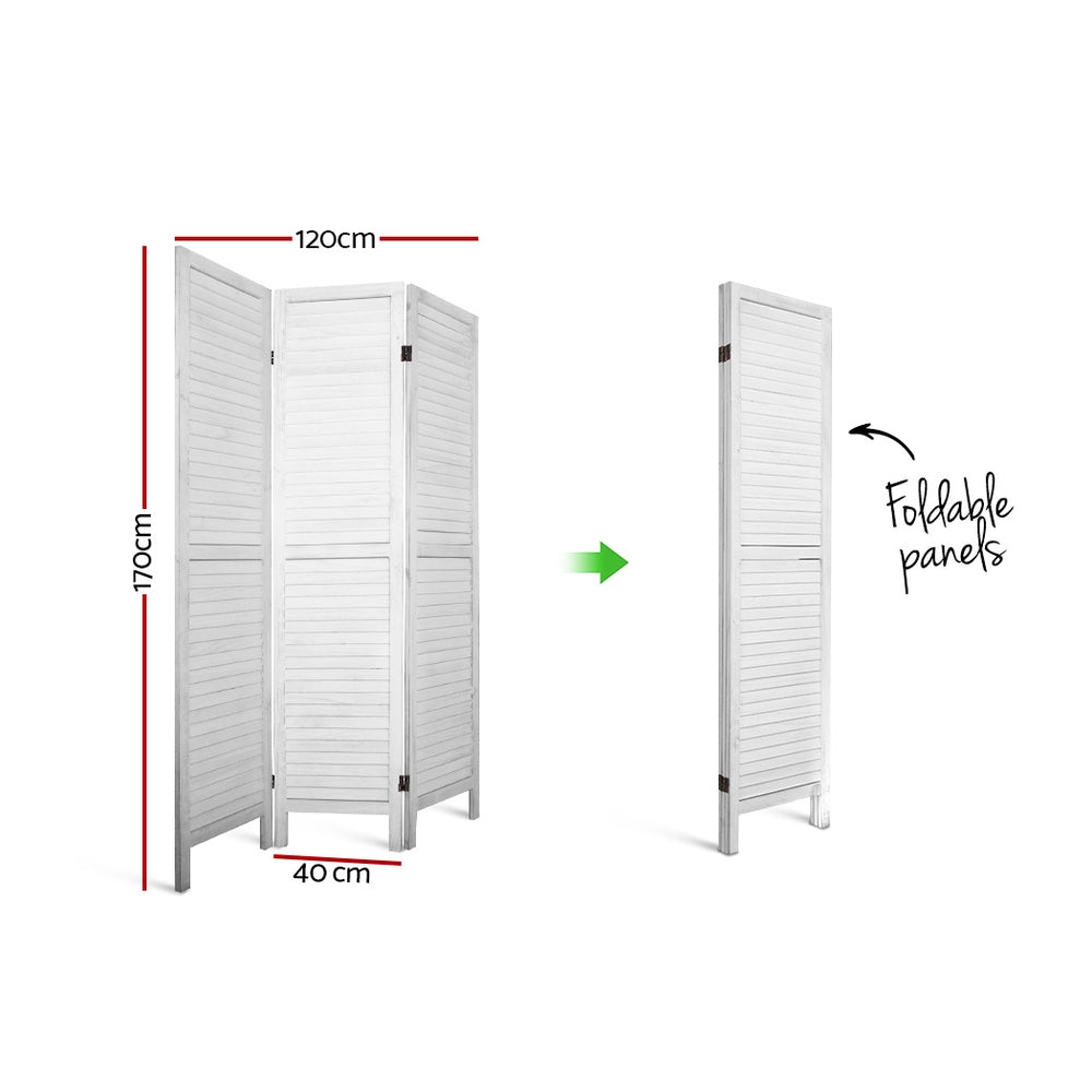 3 Panel Room Divider Screen Privacy Wood Dividers Timber Stand White - Furniture > Living Room - Rivercity House & Home Co. (ABN 18 642 972 209) - Affordable Modern Furniture Australia