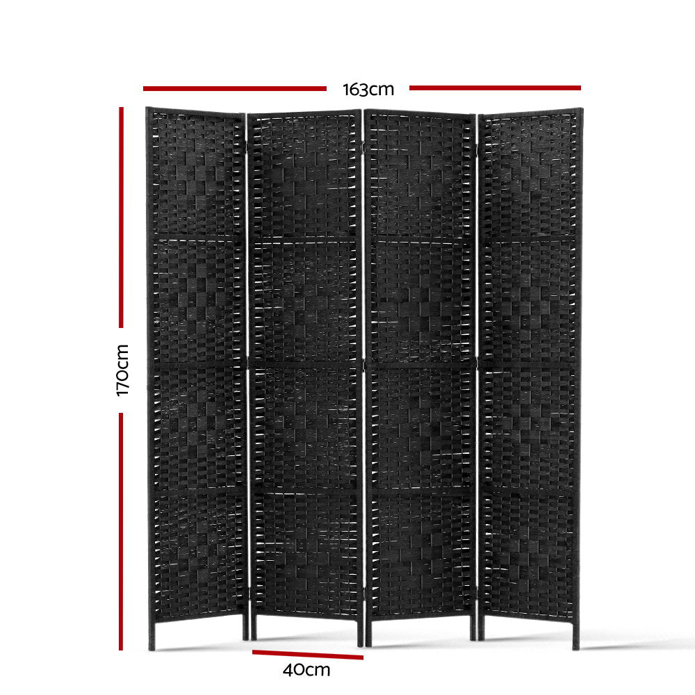 4 Panel Room Divider Screen Privacy Timber Foldable Dividers Stand Black - Furniture > Living Room - Rivercity House & Home Co. (ABN 18 642 972 209) - Affordable Modern Furniture Australia