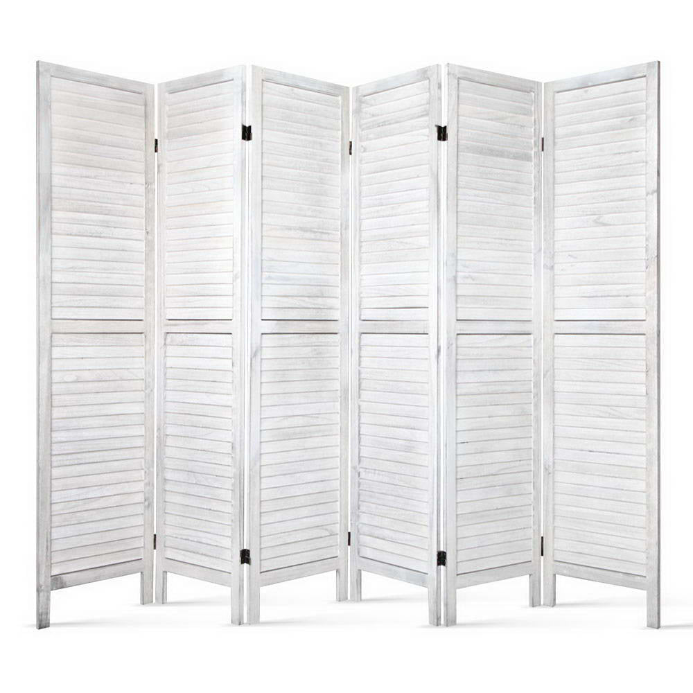 6 Panel Room Divider Screen Privacy Wood Foldable Stand Timber White - Furniture > Living Room - Rivercity House & Home Co. (ABN 18 642 972 209) - Affordable Modern Furniture Australia
