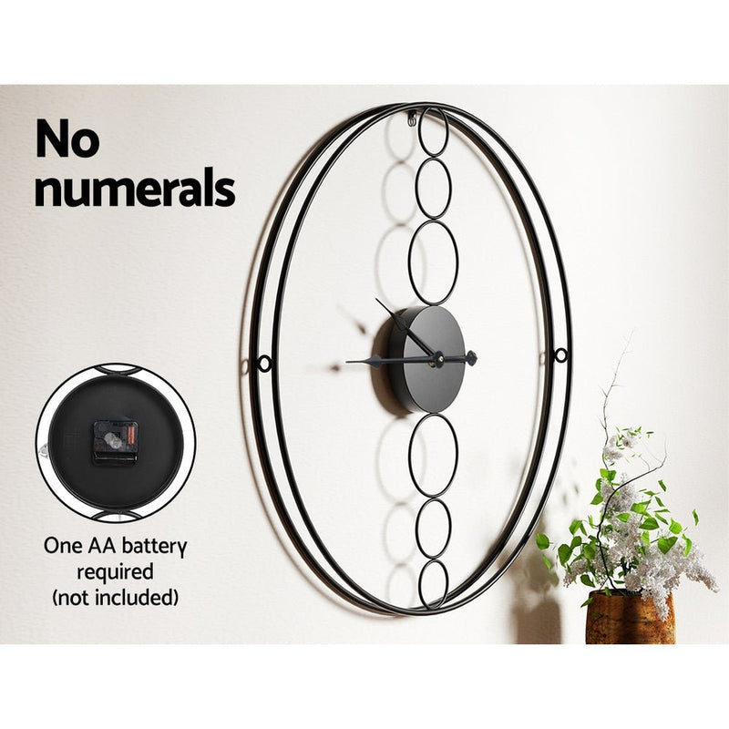 75cm Wall Clock Large No Numeral Round Black - Home & Garden > Decor - Rivercity House & Home Co. (ABN 18 642 972 209) - Affordable Modern Furniture Australia